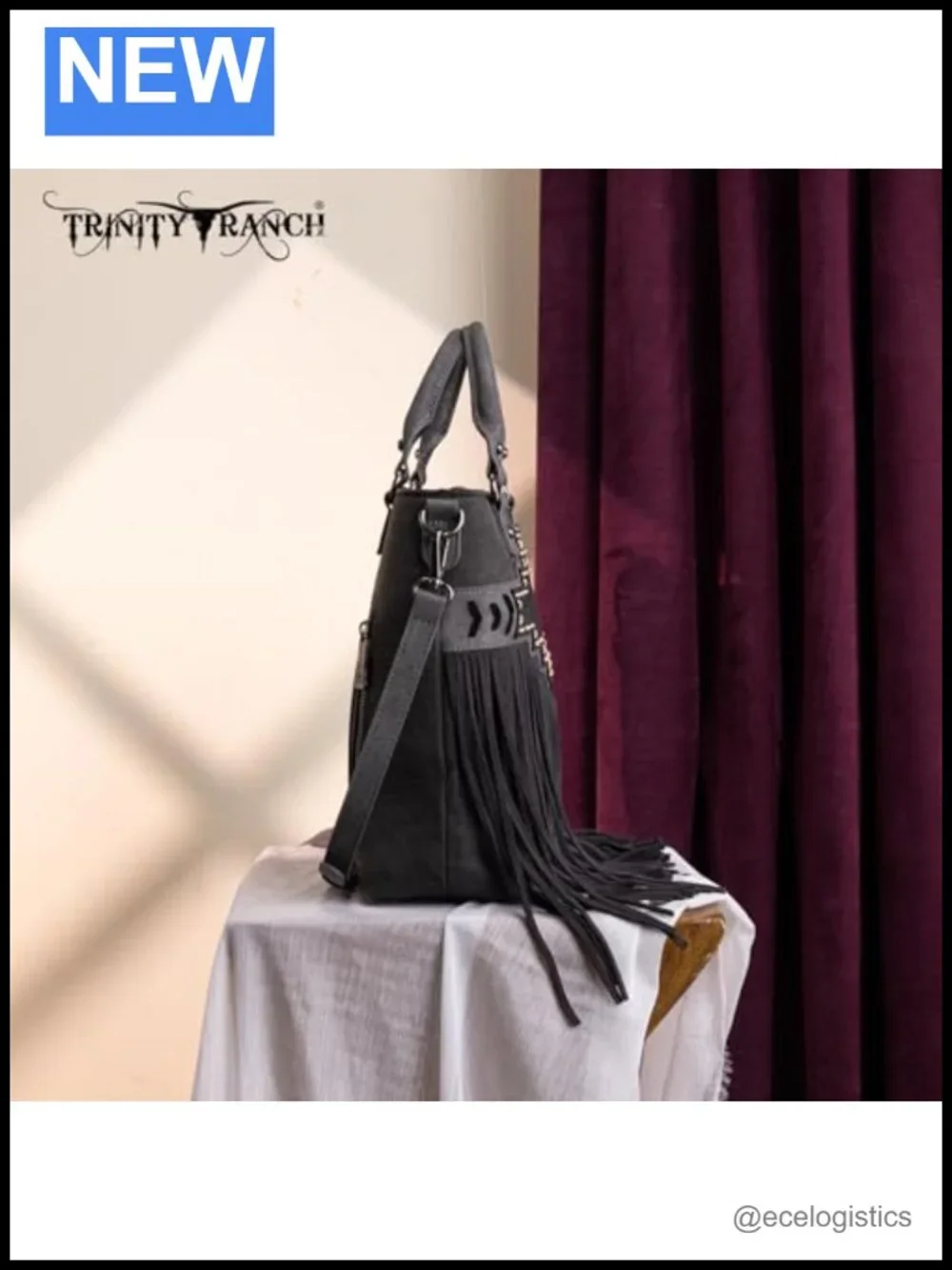Vintage Western Tooled Fringe Crossbody Bag for Women